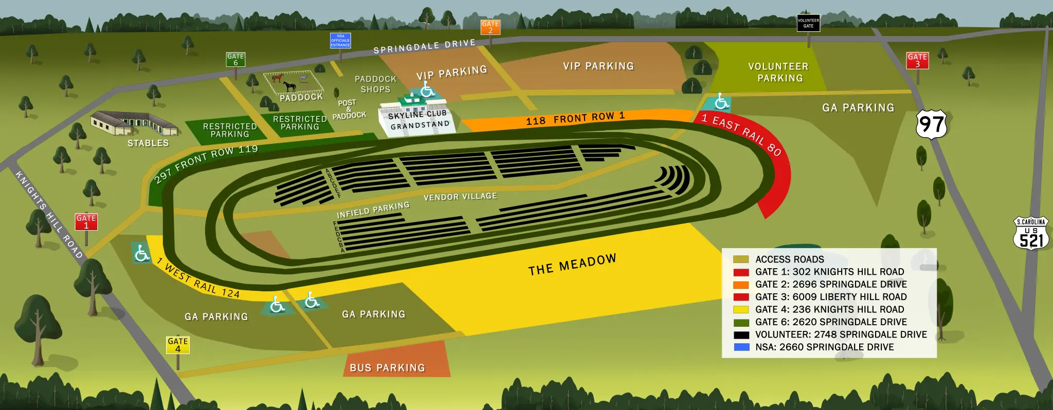 Carolina Cup parking map - Springdale Race Course, 200 Knights Hill Road, Camden SC